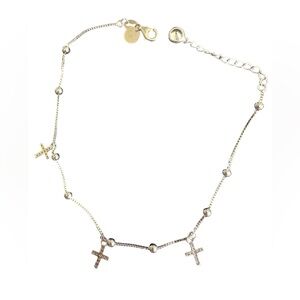 Silver Cross Charm Ankle Bracelet